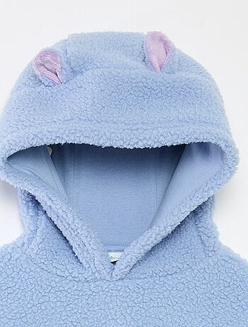 Sweat polar 'Stitch' com capuz e orelhas