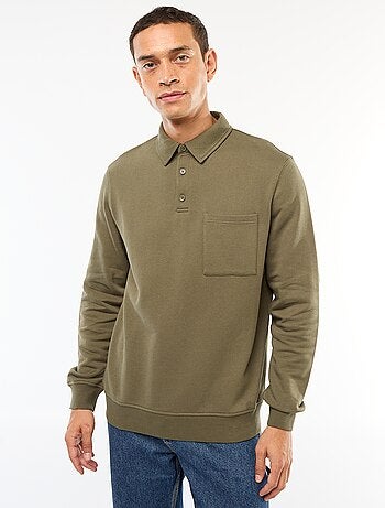 Sweat polo liso de mangas compridas