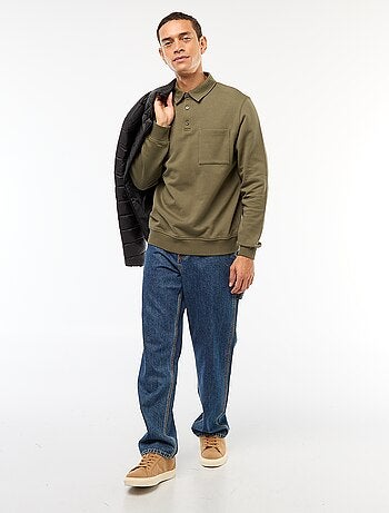 Sweat polo liso de mangas compridas