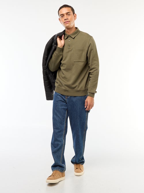 Sweat polo liso de manga comprida - Kiabi