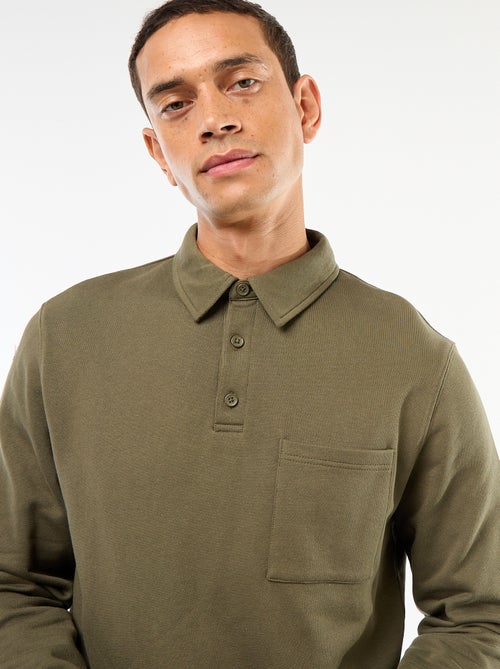 Sweat polo liso de manga comprida - Kiabi