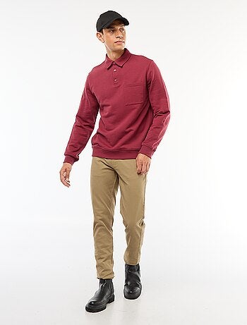 Sweat polo liso de mangas compridas