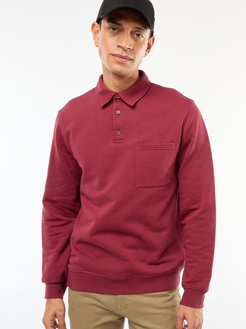 Sweat polo liso de manga comprida - Kiabi