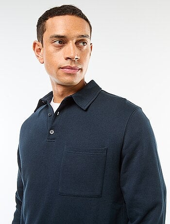 Sweat polo liso de mangas compridas
