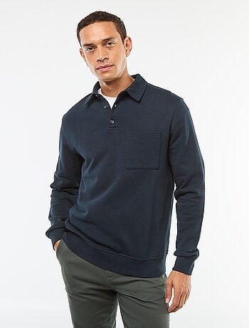 Sweat polo liso de mangas compridas