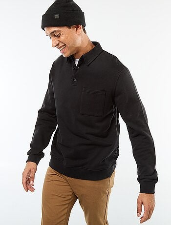 Sweat polo liso de mangas compridas