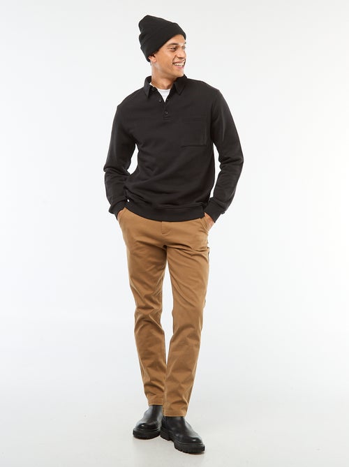 Sweat polo liso de mangas compridas - Kiabi