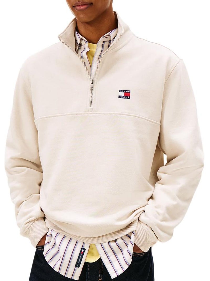Sweat Tommy Hilfiger Bege com Crachá Bege - Kiabi