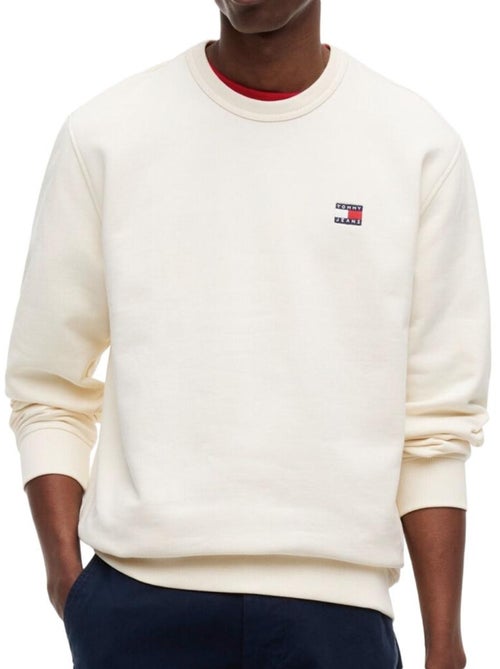 Sweat tommy hilfiger bege para homem com crachá e gola redonda - Kiabi