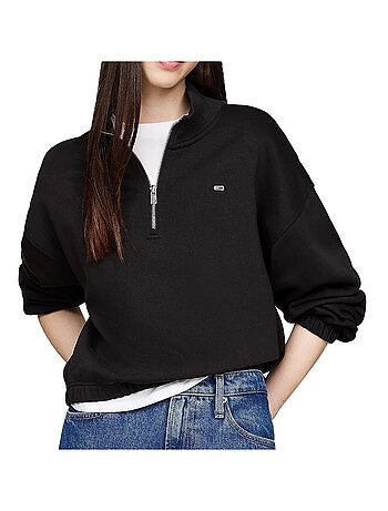 Sweat Tommy Hilfiger de Mulher com Fecho 1/4 Preto DW0DW18775