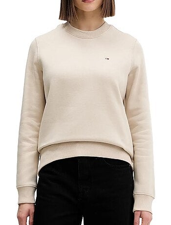 Sweat Tommy Hilfiger Flag Crew Bege para Mulher