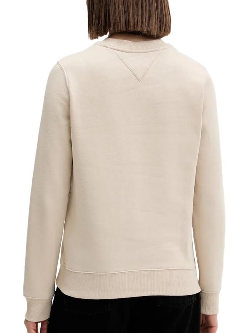 Sweat Tommy Hilfiger Flag Crew Bege para Mulher Bege - Kiabi
