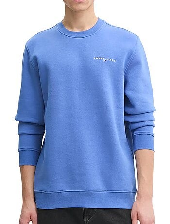 Sweatshirt tommy hilfiger linear crew preto para homem