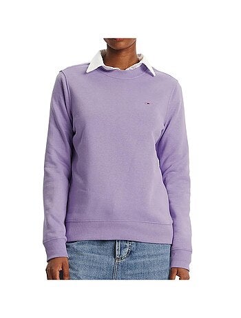 Sweat Violeta Tommy Hilfiger Flag Crew para Mulher