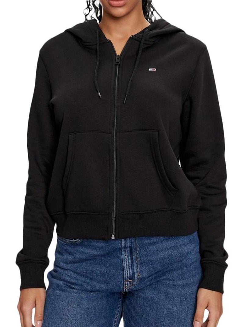 Sweat Zippado Preto para Mulher Tommy Hilfiger Flag Preto - Kiabi