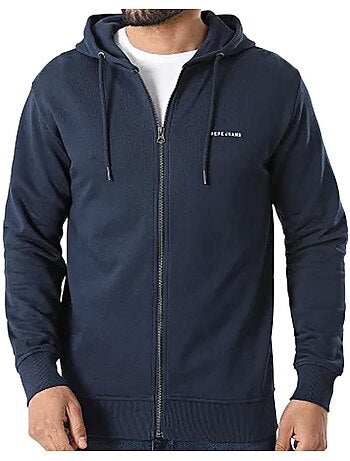 Sweat zippé azul marinho para homem pepe jeans