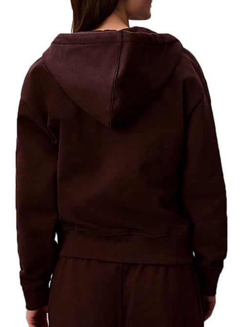 Sweat Zippé Castanho para Mulher Calvin Klein Jeans com Monograma - Kiabi Sweat Zippé Castanho para Mulher Calvin Klein Jeans com Monograma - Kiabi