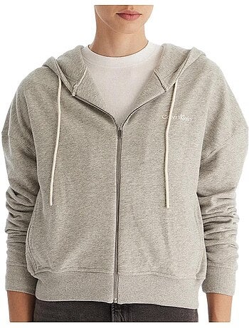 Sweat zippé feminino calvin klein jeans cinzento
