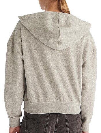 Sweat zippé feminino calvin klein jeans cinzento