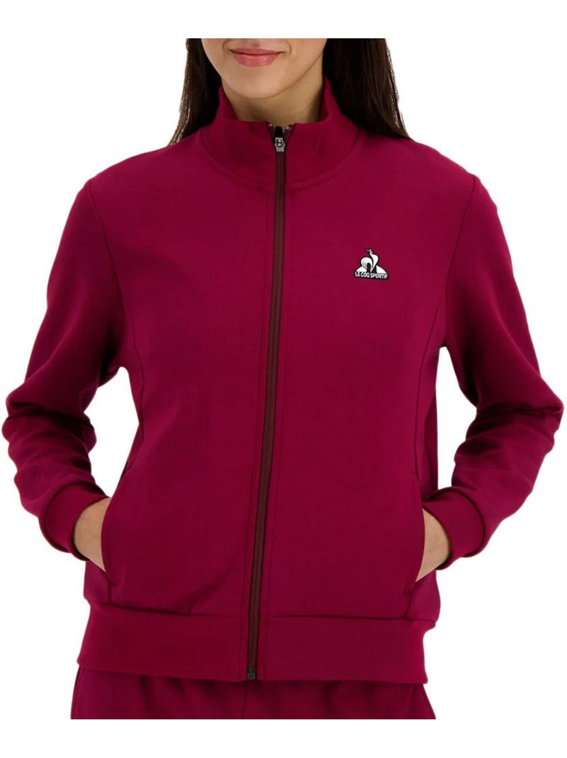Sweat Zippé Le Coq Sportif Heritage Bordeaux para Mulher Bordô - Kiabi