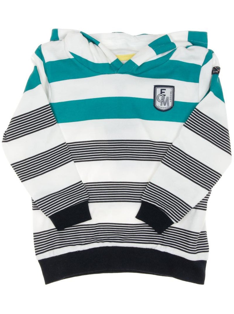 Sweat zippé para menino verde/branco com riscas eom epouli Branco - Kiabi