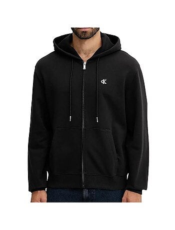 Sweat zippé preto de homem calvin klein jeans terry monogram