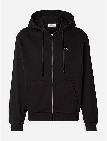 Sweat zippé preto de homem calvin klein jeans terry monogram