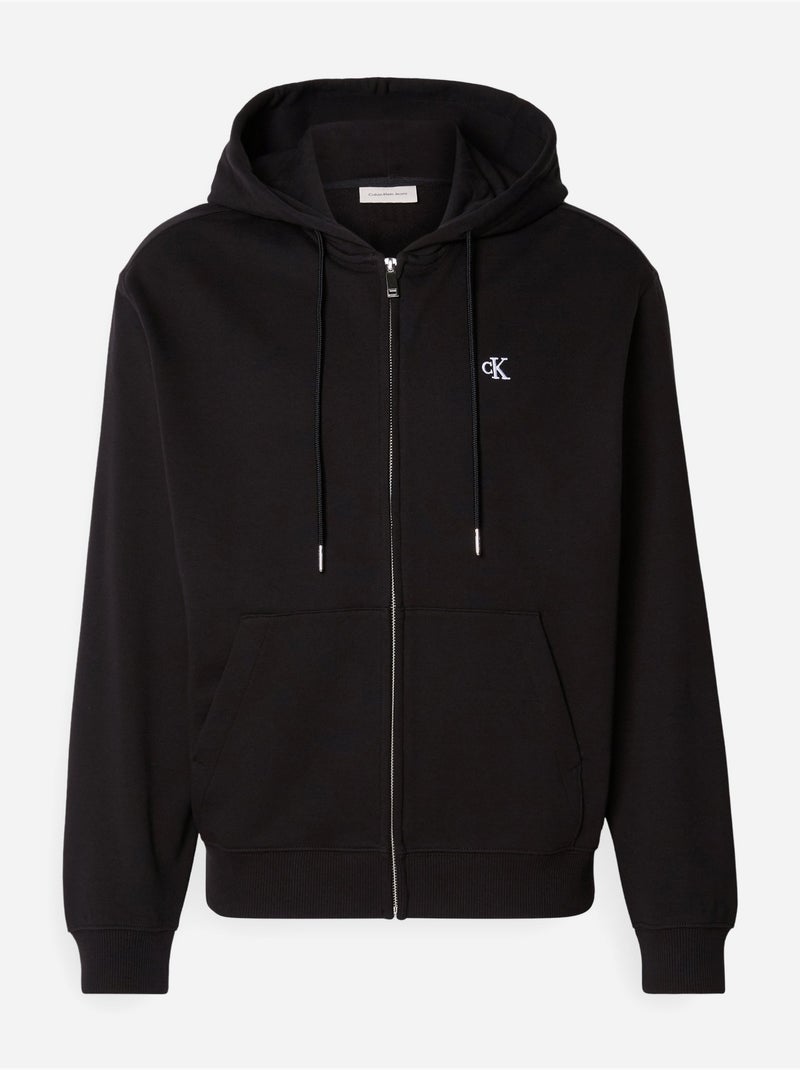 Sweat Zippé Preto de Homem Calvin Klein Jeans Terry Monogram Preto - Kiabi