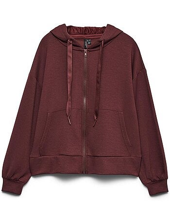 Sweat zippé roxo ameixa para mulher vero moda hali