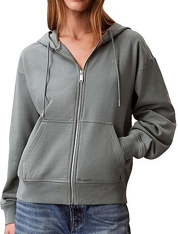 Sweat zippé verde para mulher calvin klein jeans archive