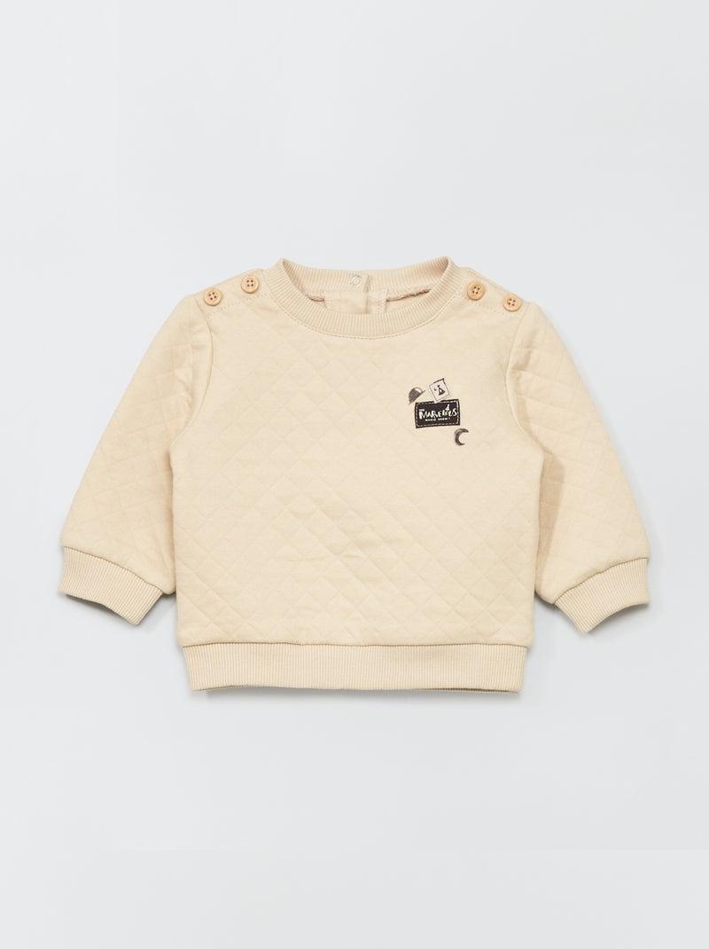 Sweatshirt acolchoada com botões fantasia BEGE - Kiabi