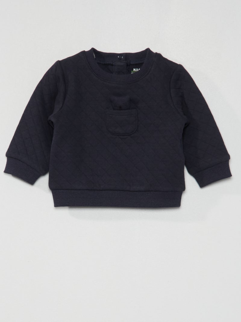 Sweatshirt acolchoada com peluche AZUL - Kiabi