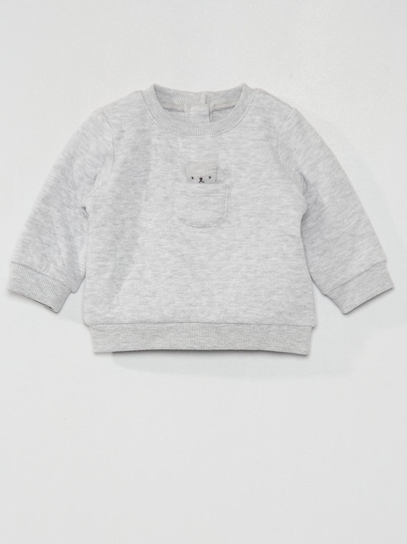 Sweatshirt acolchoada com peluche CINZA - Kiabi