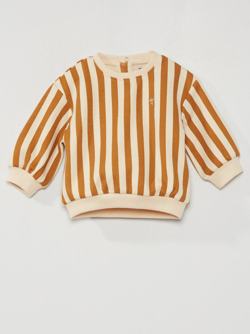 Sweatshirt às riscas - bege BEGE - Kiabi