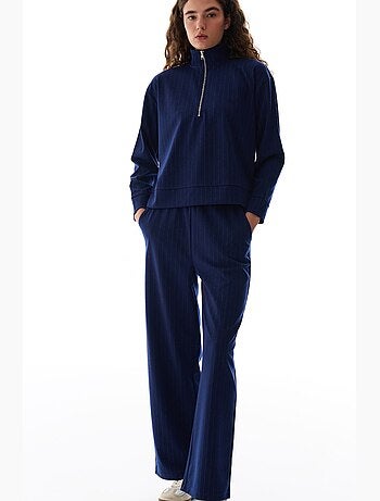 Sweatshirt às riscas com meio fecho penti