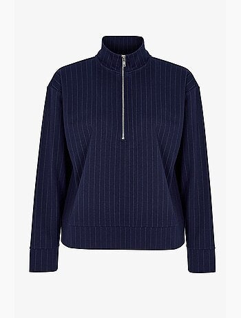 Sweatshirt às riscas com meio fecho penti