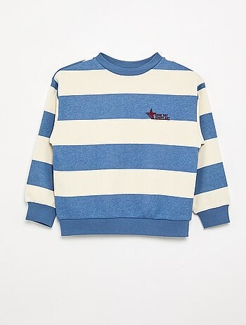 Sweatshirt às riscas em moletão não cardado