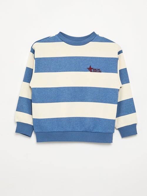 Sweatshirt às riscas em moletão não cardado - Kiabi