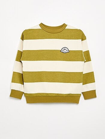 Sweatshirt às riscas em moletão não cardado