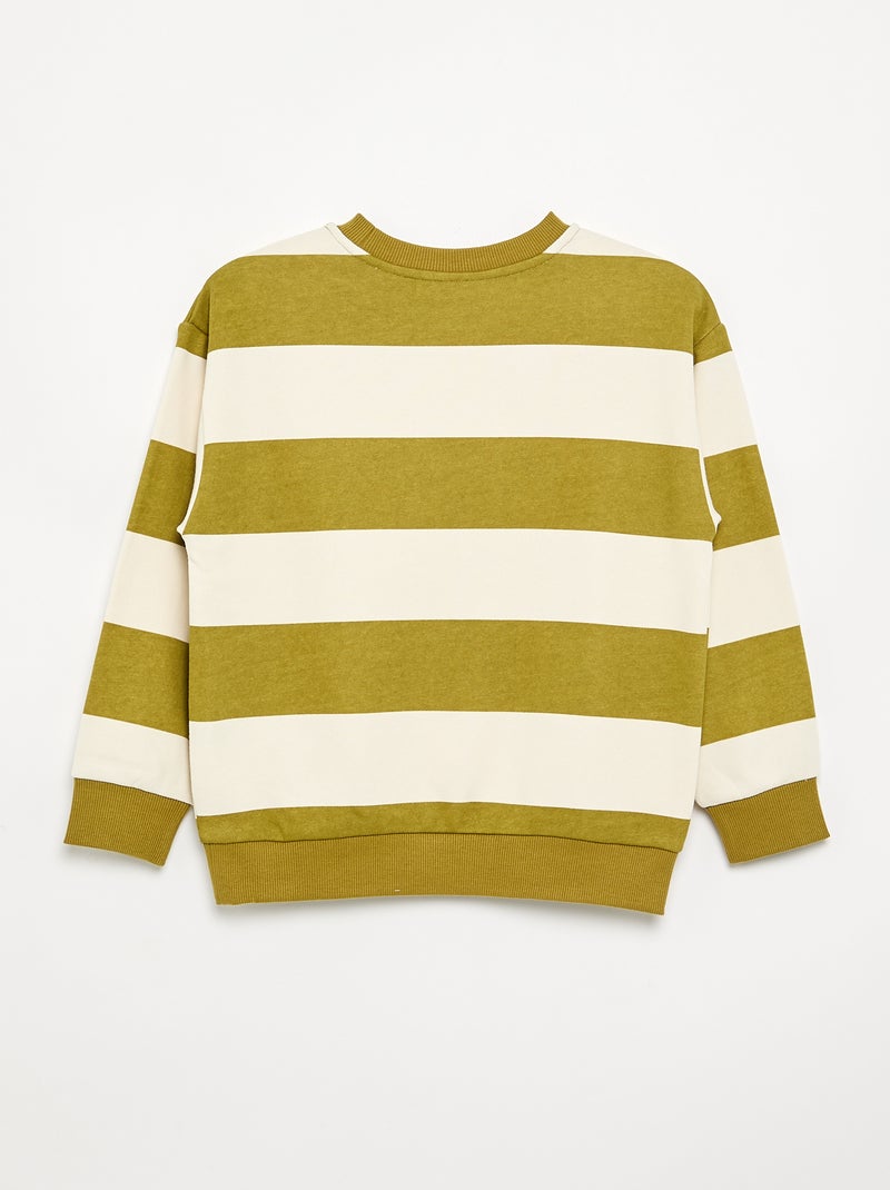 Sweatshirt às riscas em moletão não cardado Caqui - Kiabi