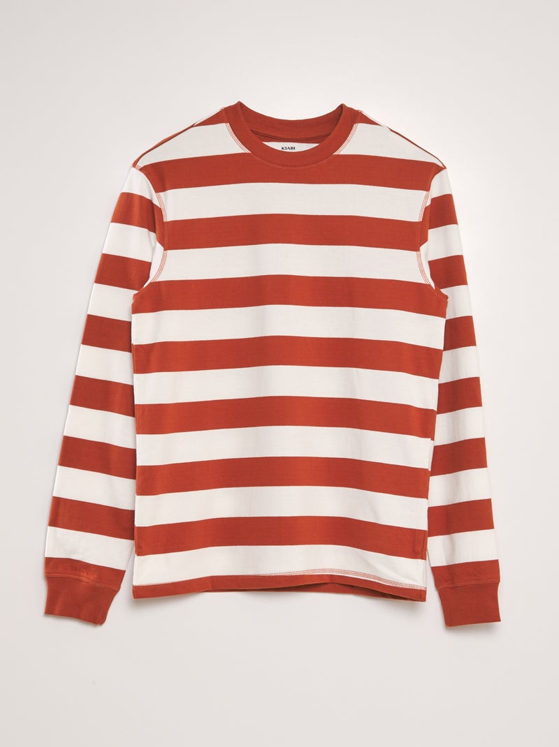 Sweatshirt às riscas LARANJA - Kiabi
