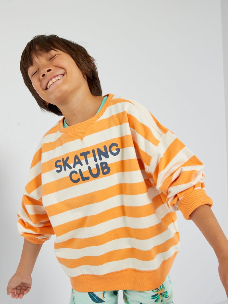 Sweatshirt às riscas LARANJA - Kiabi