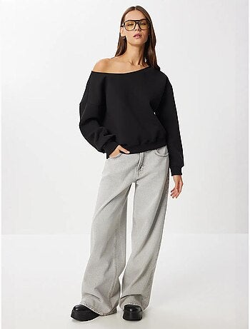 Sweatshirt básica com gola assimétrica istanbul