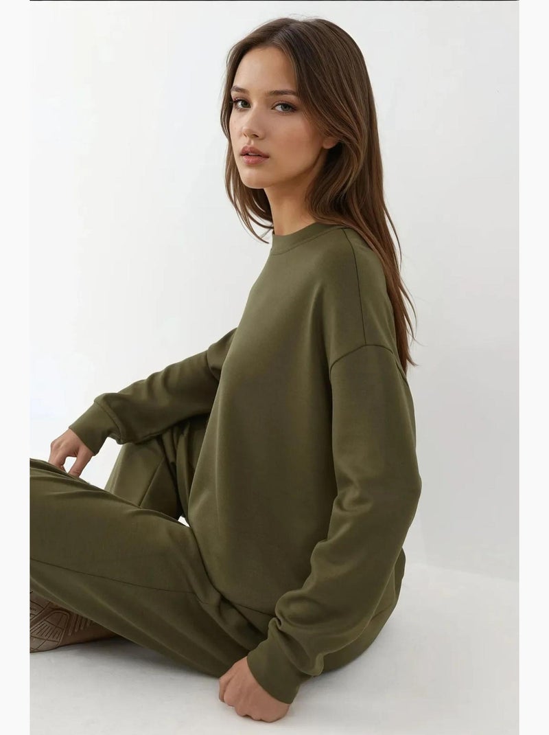 Sweatshirt básica modal touch hiccup Cáqui - Kiabi