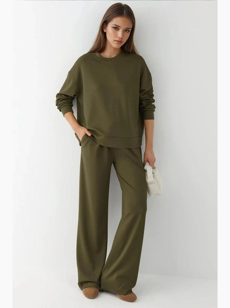 Sweatshirt básica modal touch hiccup Cáqui - Kiabi