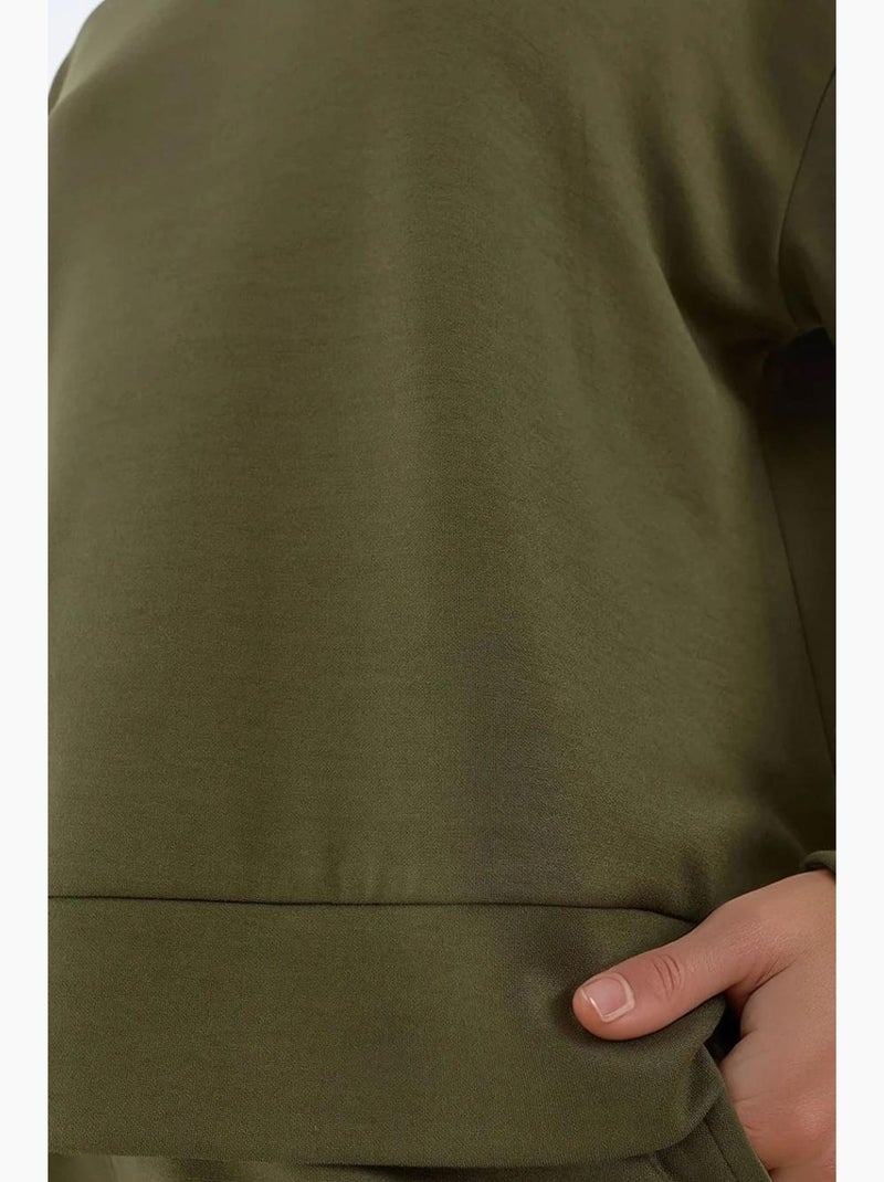 Sweatshirt básica modal touch hiccup Cáqui - Kiabi