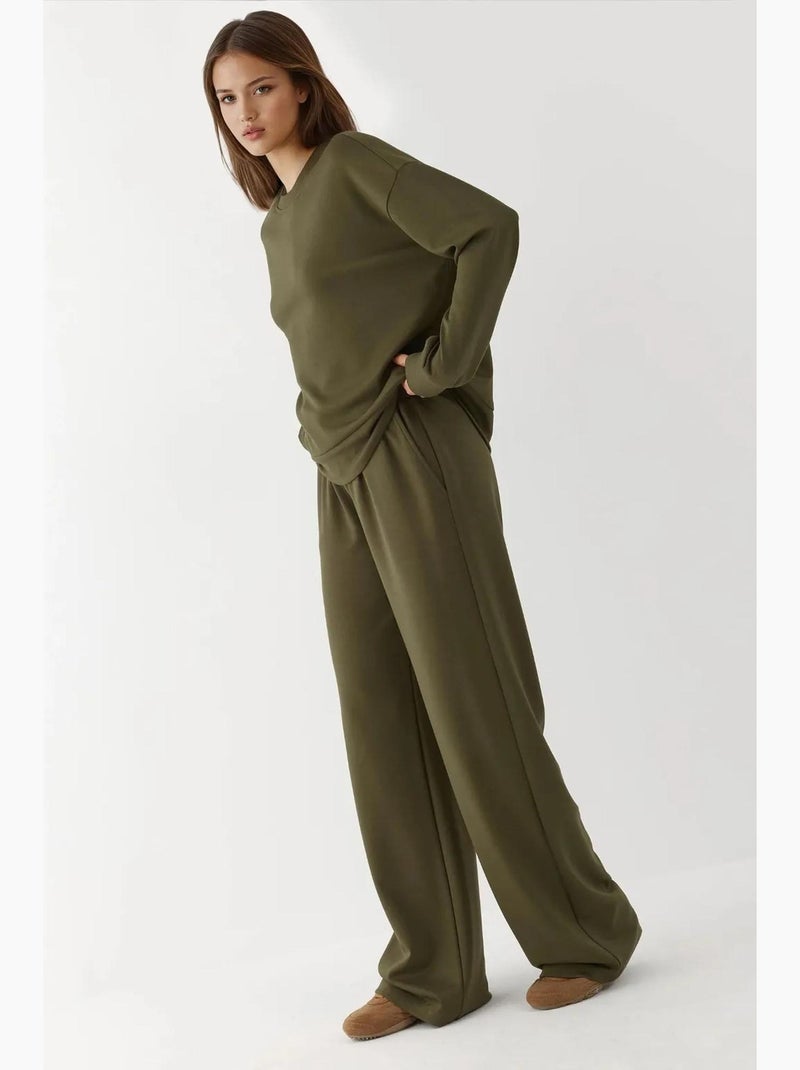 Sweatshirt básica modal touch hiccup Cáqui - Kiabi