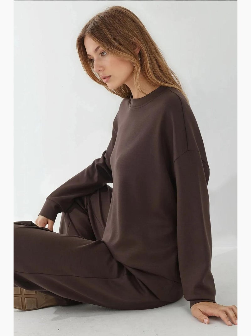 Sweatshirt básica modal touch hiccup Castanho-escuro - Kiabi