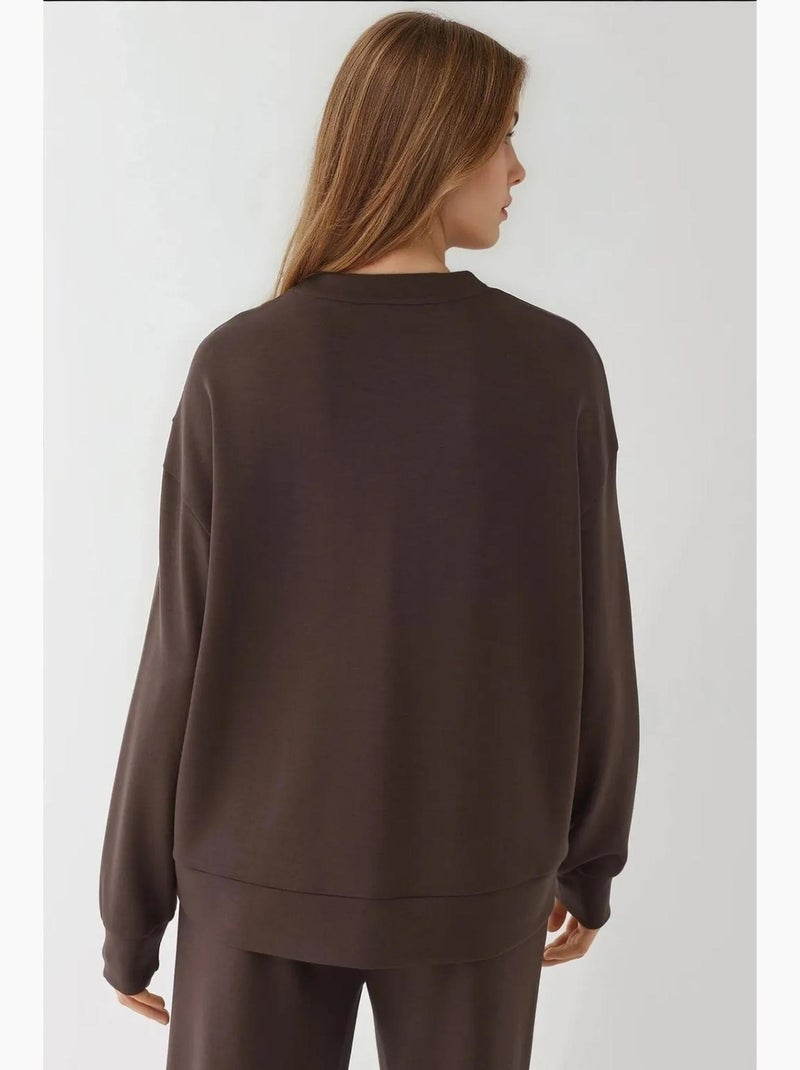 Sweatshirt básica modal touch hiccup Castanho-escuro - Kiabi