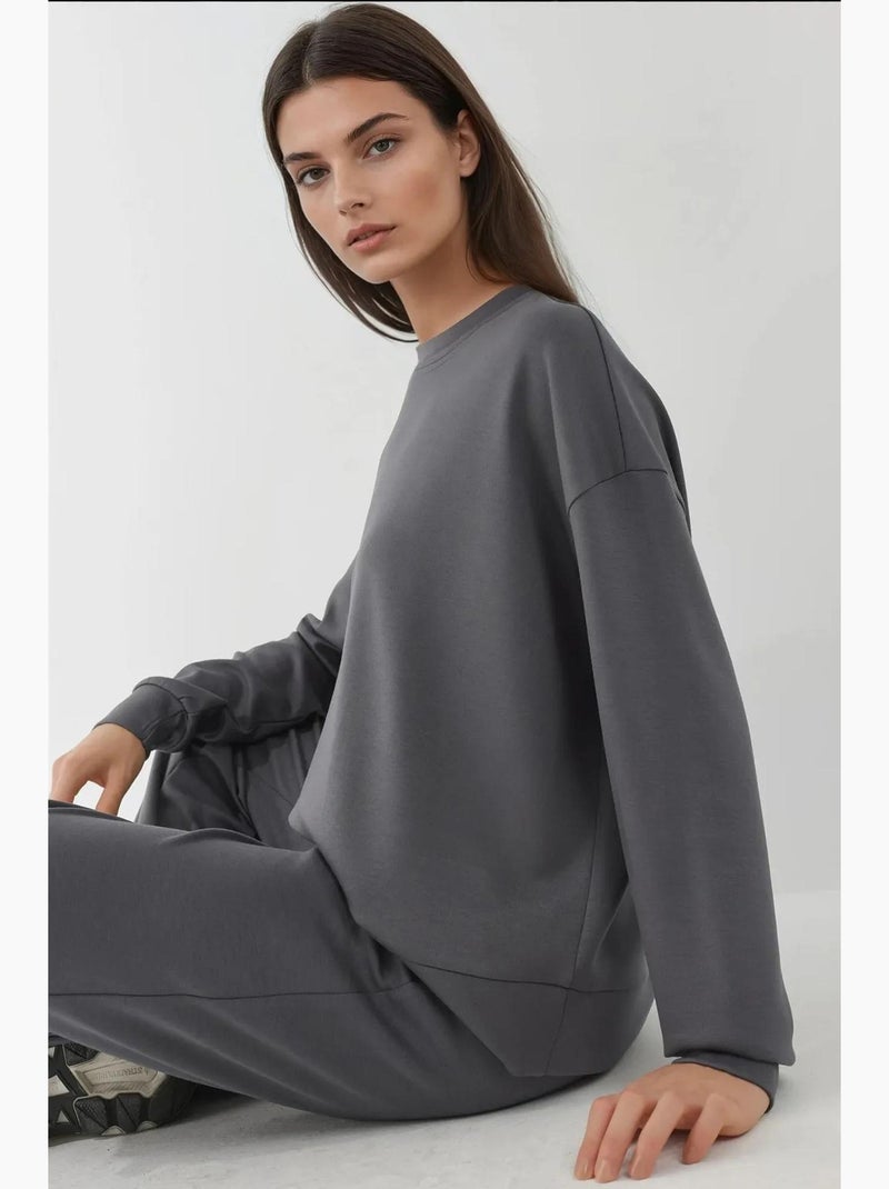 Sweatshirt básica modal touch hiccup Cinza-preto - Kiabi